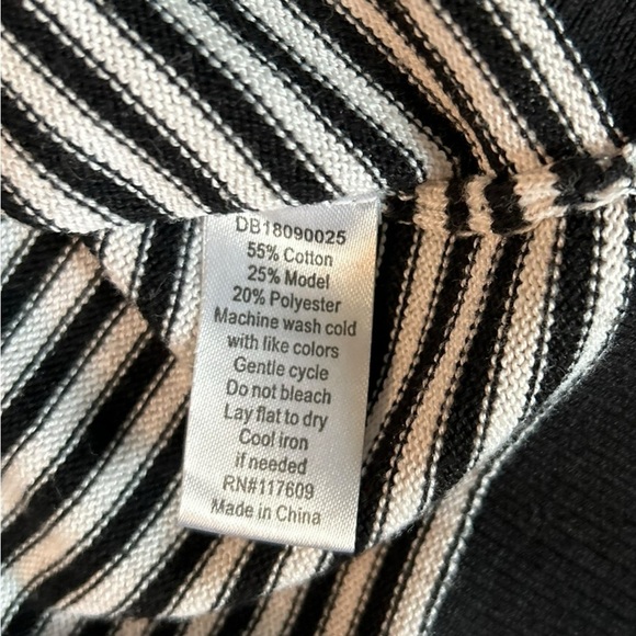 DownEast Women’s Black White‎ Striped Lace Back Elbow Patch Nautical Sweater Med - Picture 5 of 5